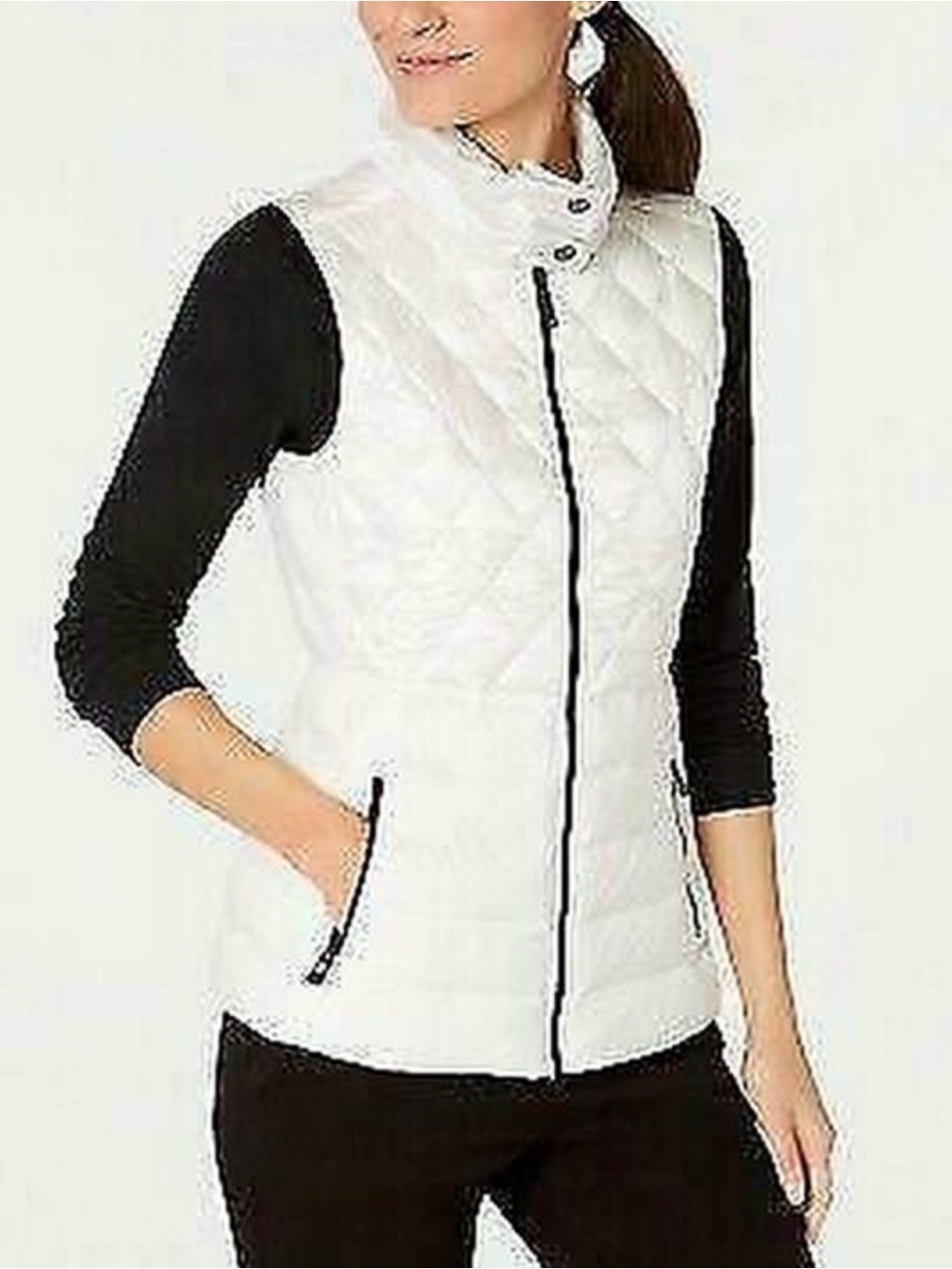 Calvin Klein white down Quilted Vest with Black Trim - Picture 4 of 5